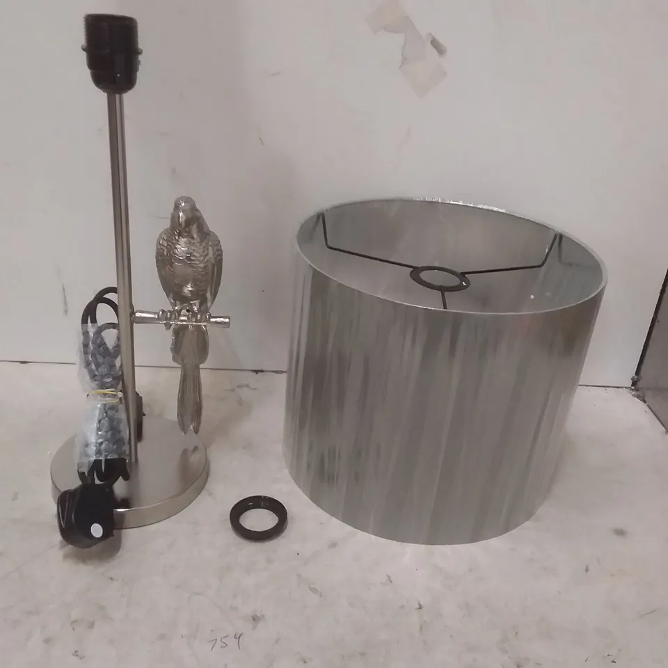 ALISON CORK SILVER SINGLE PARROT DETAIL TABLE LAMP