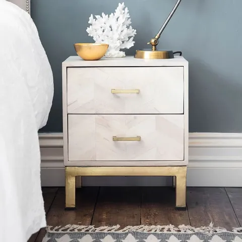 BOXED CHEVRON BEDSIDE DRAWERS 