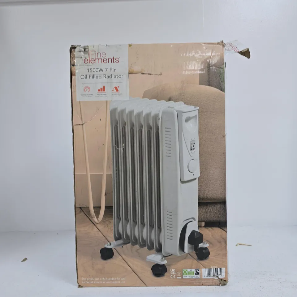 FINE ELEMENTS 1500W OIL-FILLED RADIATOR – 7 FIN, PORTABLE HEATER (BOXED)