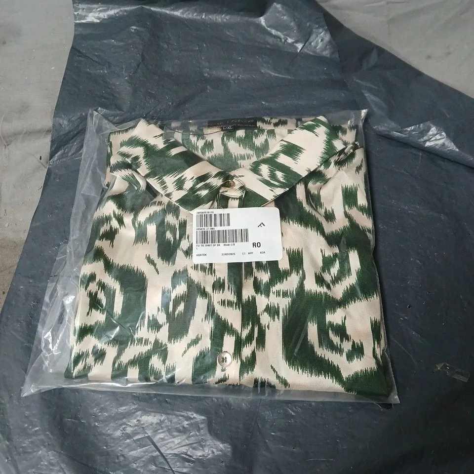 FRANK USHER TIE SHIRT KHAKI LARGE/EXTRA LARGE