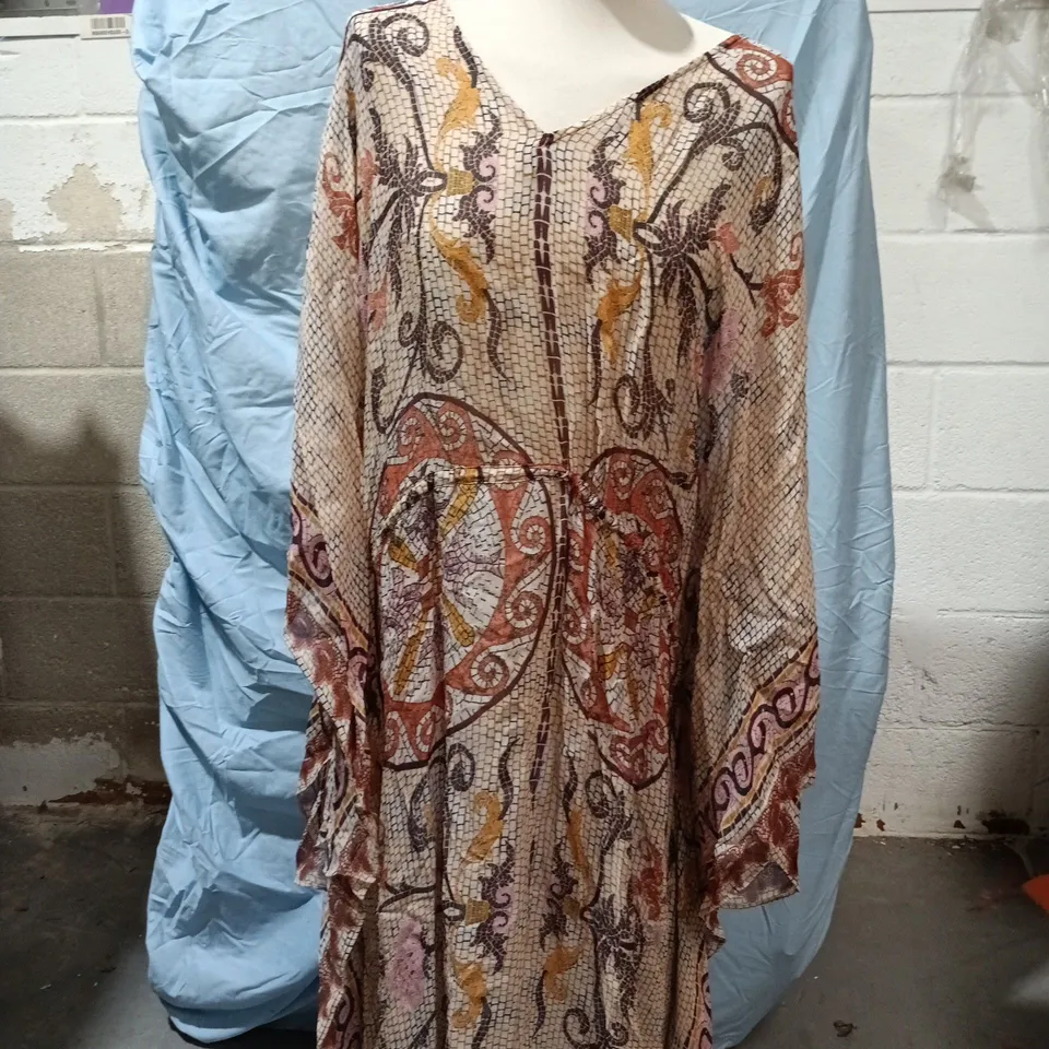 ZARA Women's Printed Maxi Dress, Long Sleeve