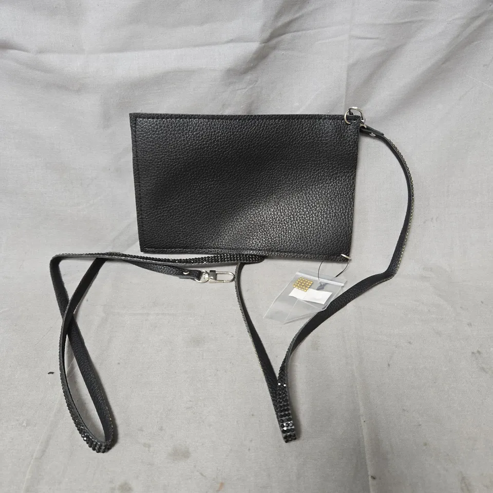 BLACK GLITTER-EFFECT CLUTCH BAG WITH CHAIN STRAP