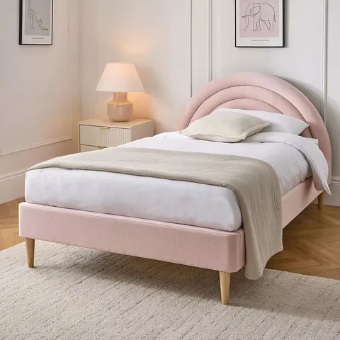 BOXED RAINBOW BED FRAME WITH MATTRESS - PINK (2 BOXES)