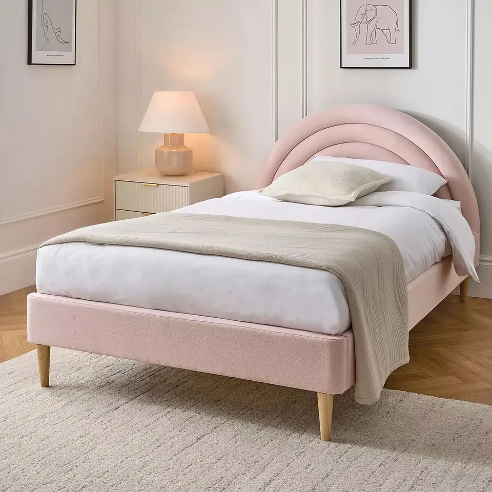 BOXED RAINBOW BED FRAME WITH MATTRESS - PINK (2 BOXES)