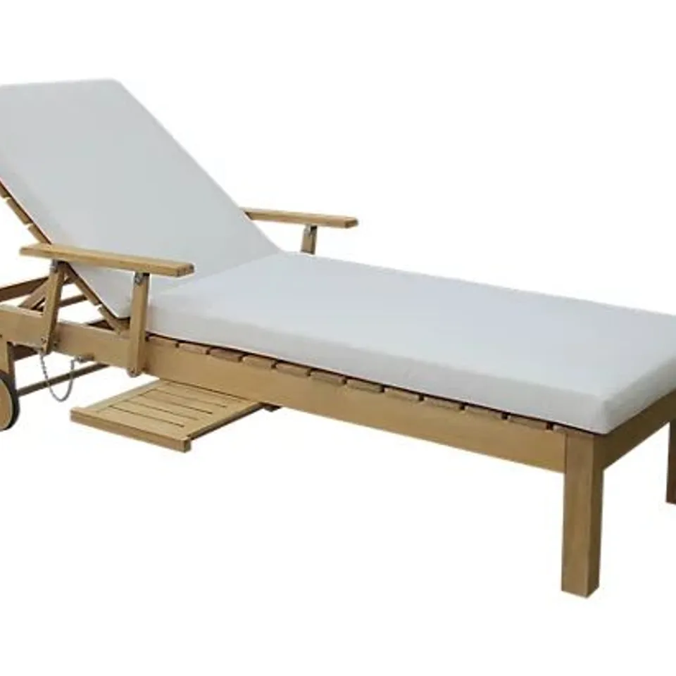 BOXED HEVER TEAK SUN LOUNGER WITH CUSHIONS 