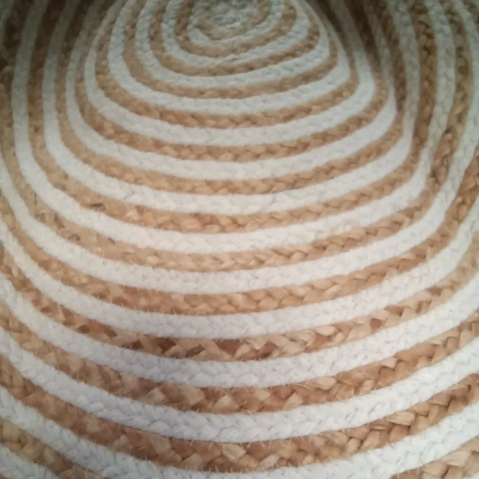 CHAKRA RUG 90CM ROUND HAND BRAIDED RUG - TAN/WHITE 
