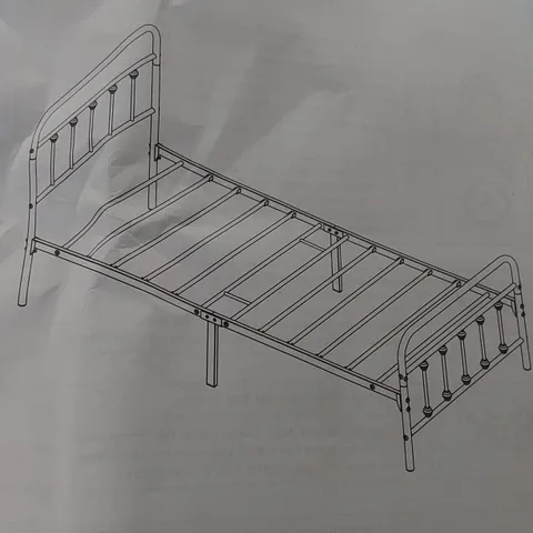 BOXED YAHEETECH METAL BED FRAME WITH VINTAGE HEADBOARD - 90CM SINGLE, WHITE (1 BOX)