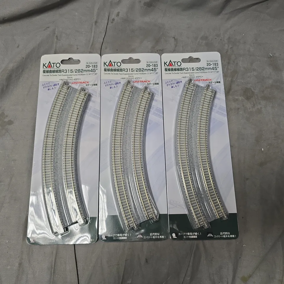 LOT OF 3 KATO UNITRACK N-GAUGE CURVE TRACK R315/282MM 45°