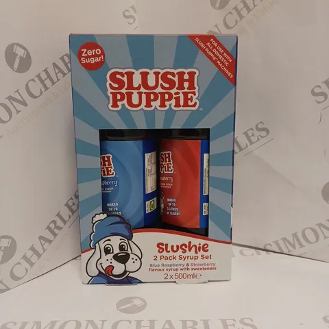 BOXED SLUSH PUPPIE ZERO SUGAR DUO PACK - BLUE RASPBERRY AND STRAWBERRY FLAVOUR SYRUP