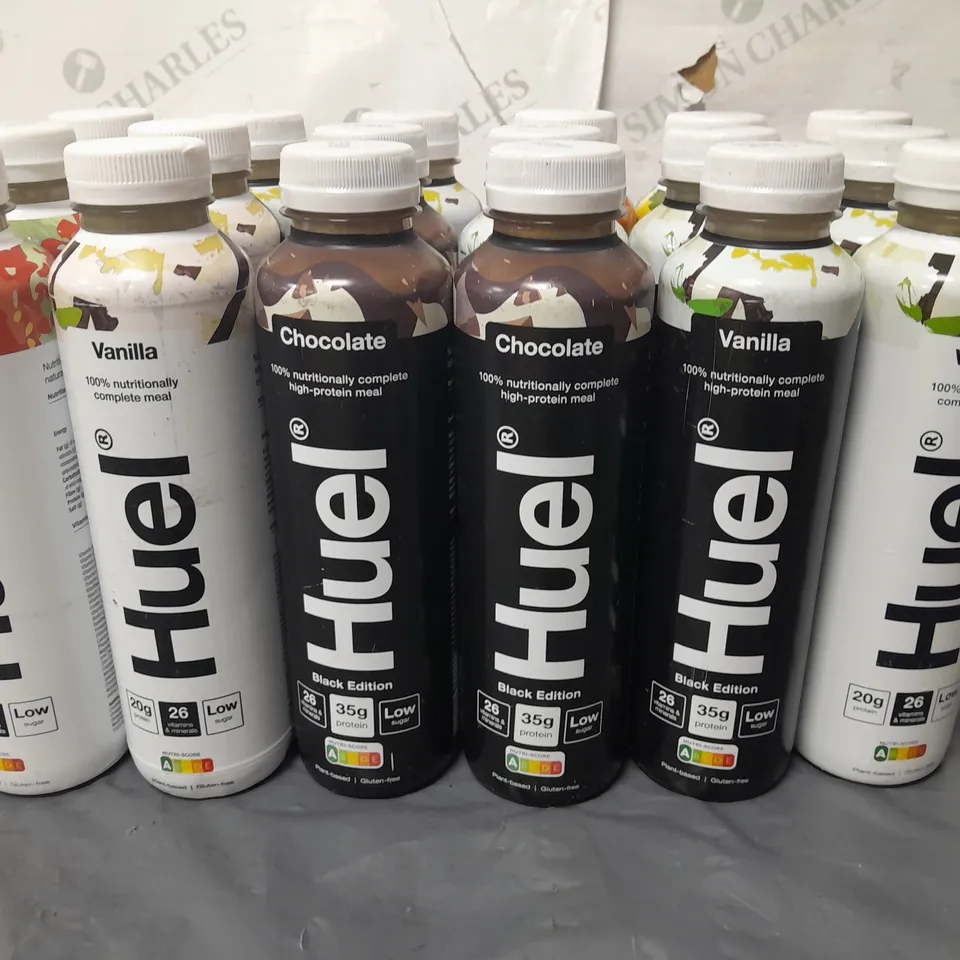 LOT OF 18 ASSORTED 500ML BOTTLES OF HUEL - VARIOUS SIZES