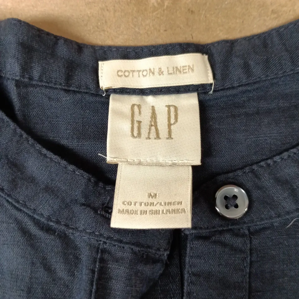 GAP NAVY COTTON-LINEN SHIRT – WOMEN'S UK M