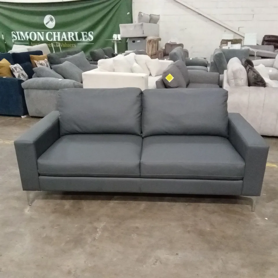 BALTIMORE 3 SEATER SOFA, GREY PREMIUM FAUX LEATHER 