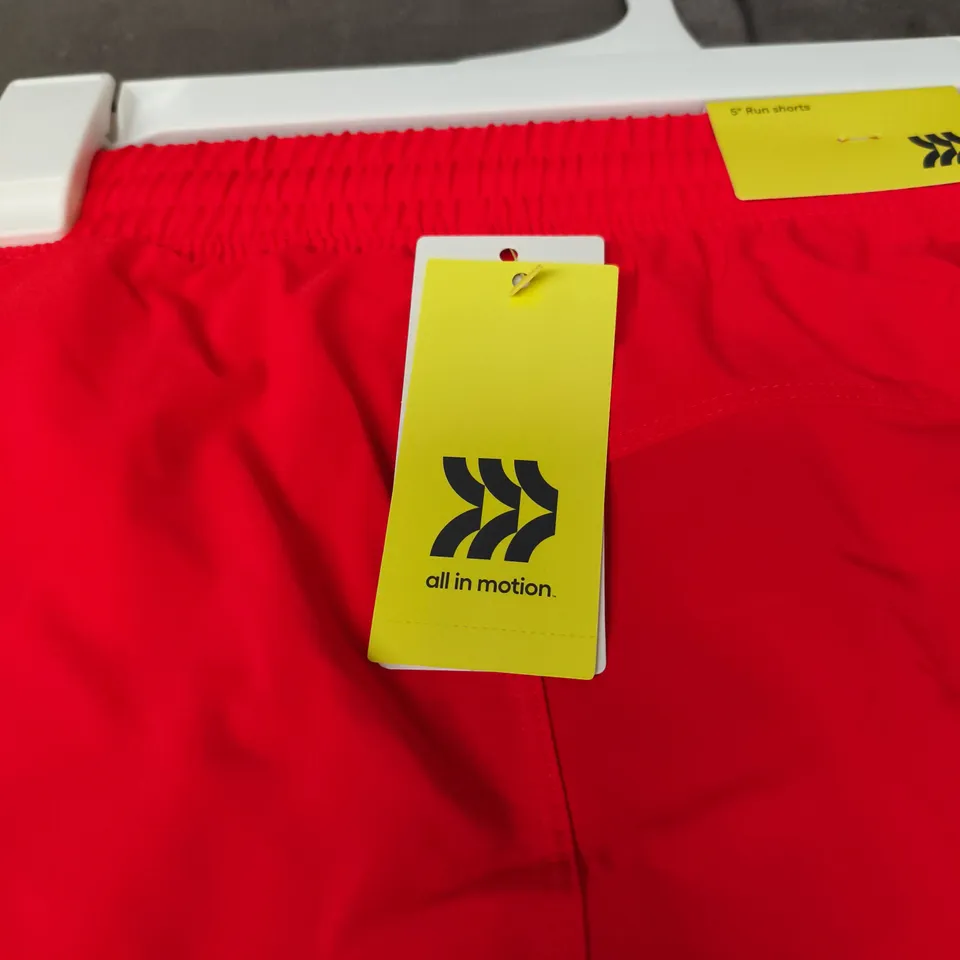 2 X ALL IN MOTION DARK ORANGE 5" RUN SHORTS XL TAGGED