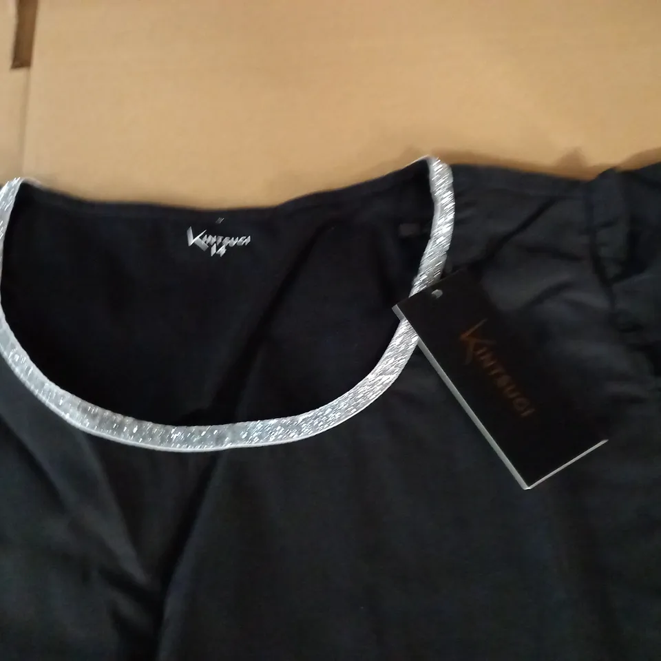 BRAND NEW KINTSUGI CROPPED BLACK TOP WITH BATWING SLEEVES AND HIDDEN SIDE ZIP - 14