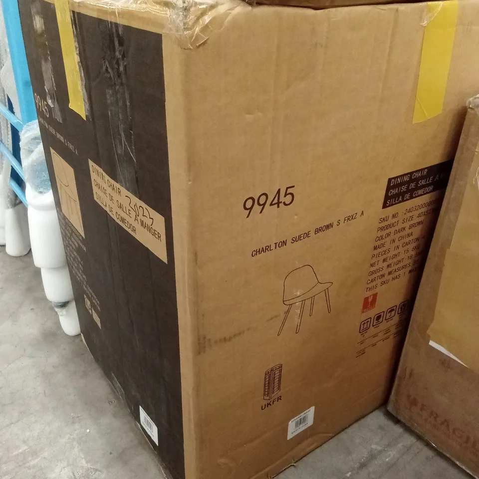 BOXED SET OF 4 CHARLTON SUEDE BROWN DINING CHAIRS 