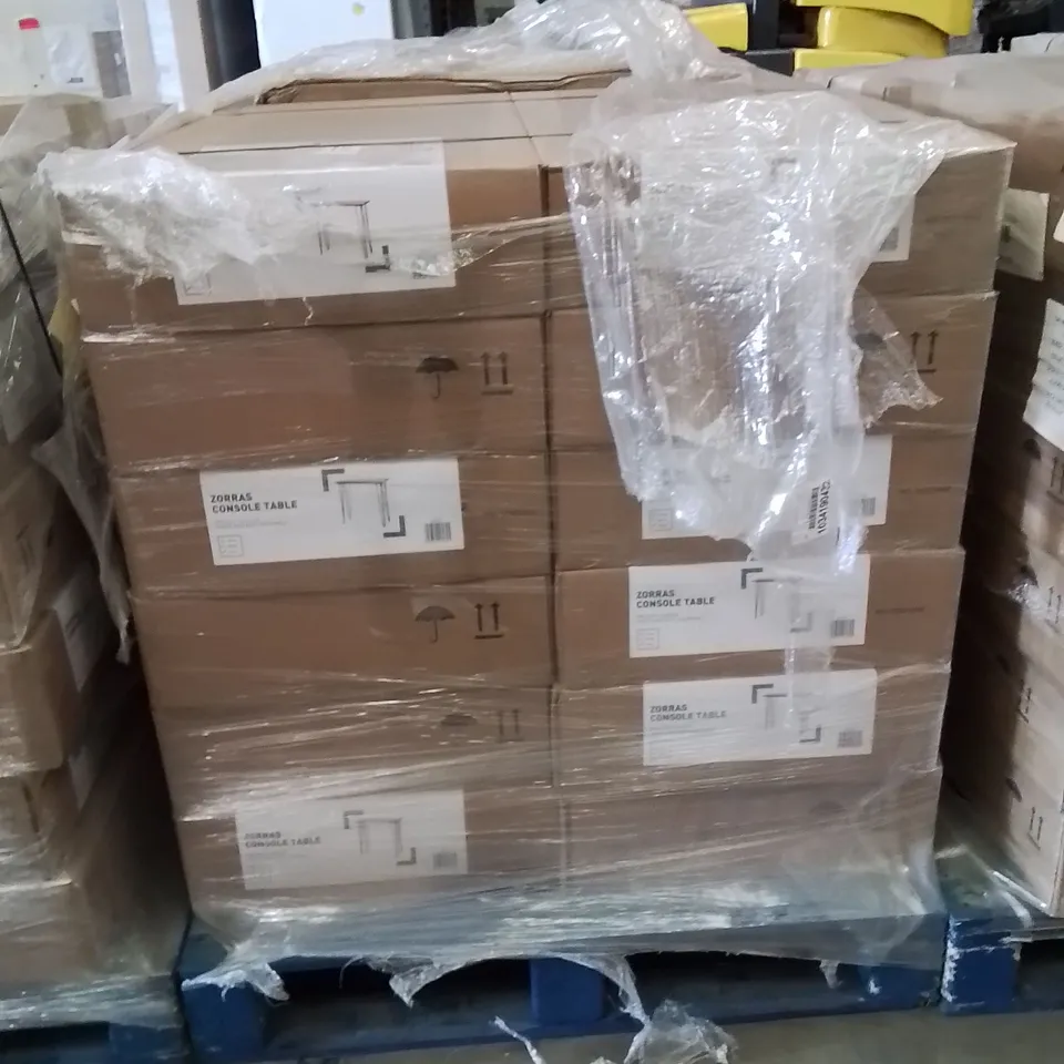 PALLET CONTAINING A LARGE QUANTITY OF BRAND NEW ZORRAS CONSOLE TABLES