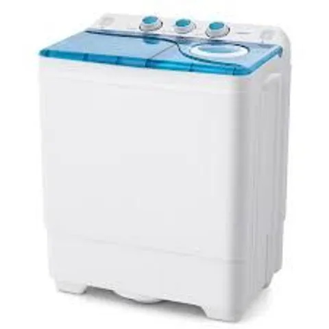 BOXED COSTWAY TWIN TUB WASHING MACHINE PORTABLE LAUNDRY WASHER MACHINE 6.5KG WASHER+2KG DRYER - BLUE