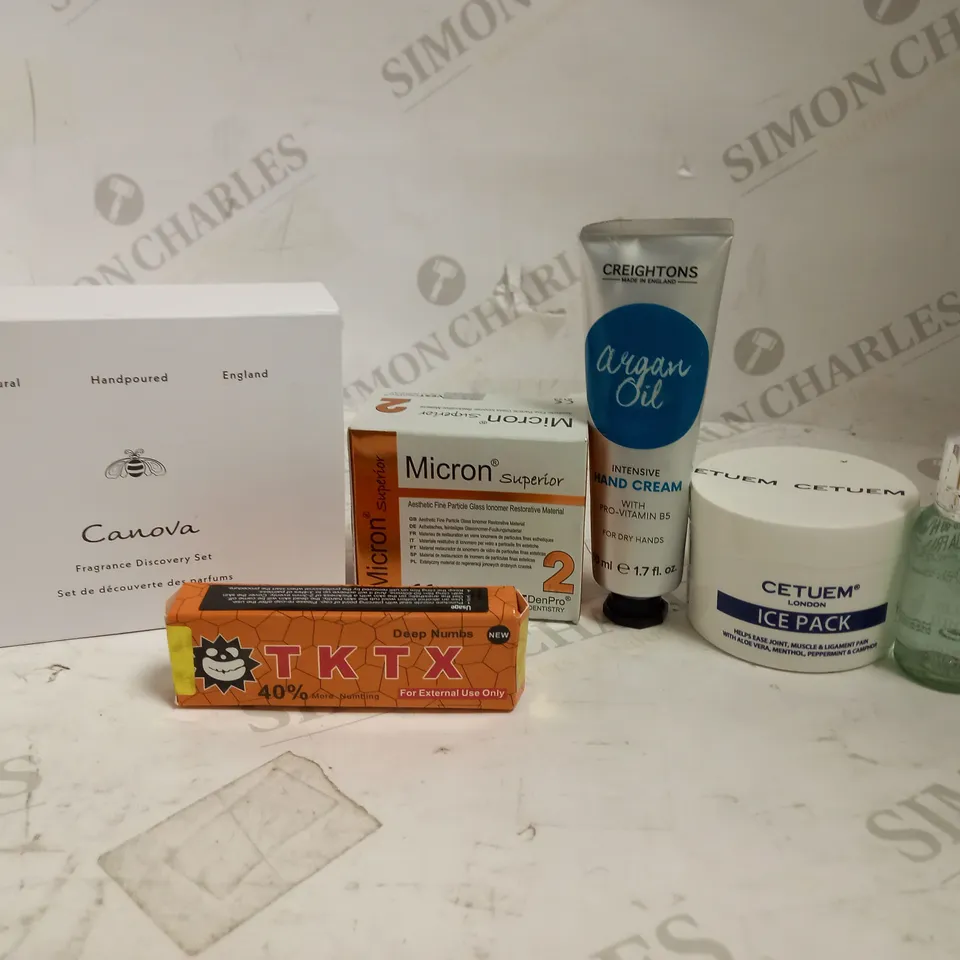 LOT OF APPROXIMATELY 20 HEALTH & BEAUTY ITEMS, TO INCLUDE TATTOO NUMBING CREAM, HAND CREAM, FRAGRANCE SAMPLES, ETC