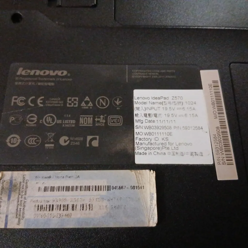 LENOVO IDEAPAD Z570 15.6IN LAPTOP WITH NVIDIA GEFORCE – WINDOWS 7