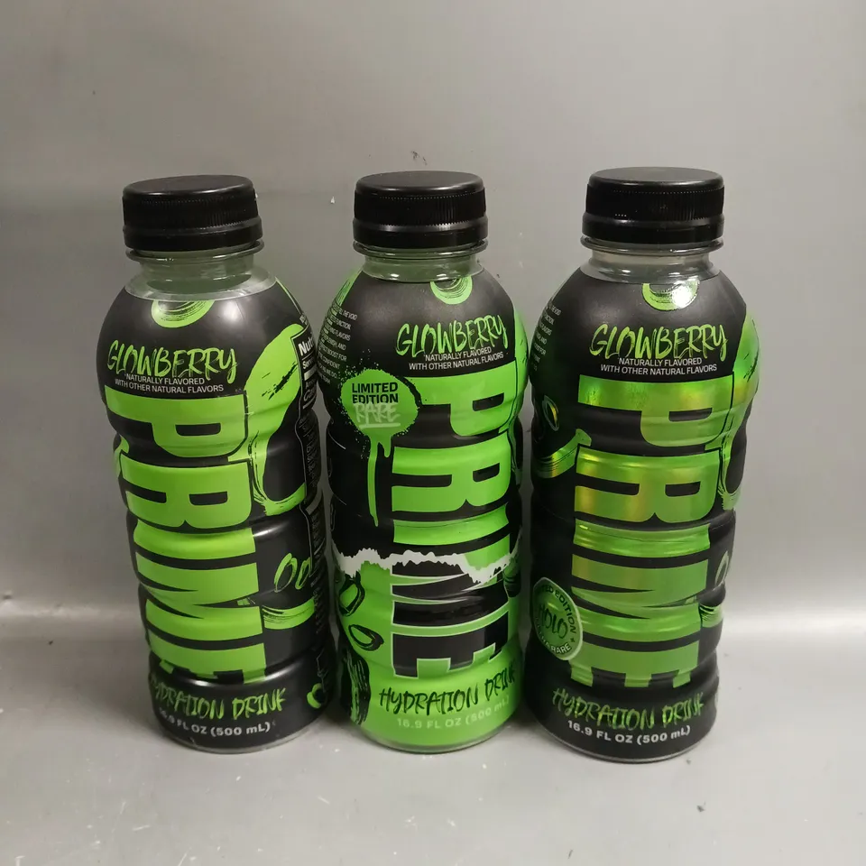 10 X SEALED PRIME GLOWBERRY HYDRATION DRINKS TO INCLUDE RARE & ULTRA RARE VERSIONS - 10 X 500ML