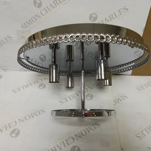 DAR LIGHTING ISABELLA 4LT FLUSH - CHROME FRAME, CLEAR GLASS BEADS