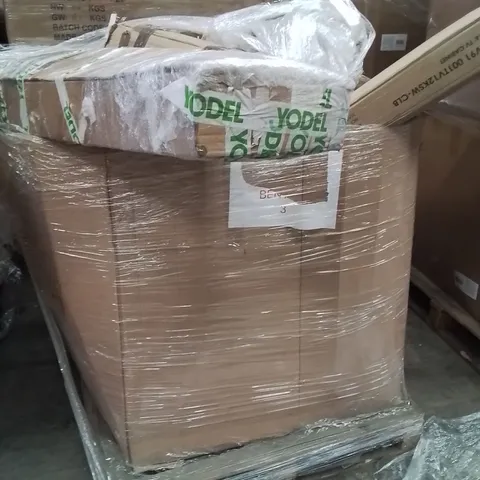 PALLET OF ASSORTED HOUSEHOLD GOODS AND PRODUCTS TO INCLUDE;PARASOL,BIN,TV CABINET