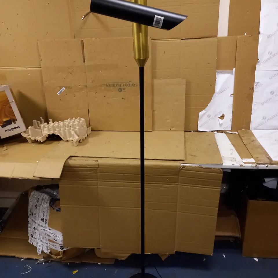 JOHN LEWIS SWIVEL LED UPLIGHTER FLOOR LAMP, BLACK/BRASS