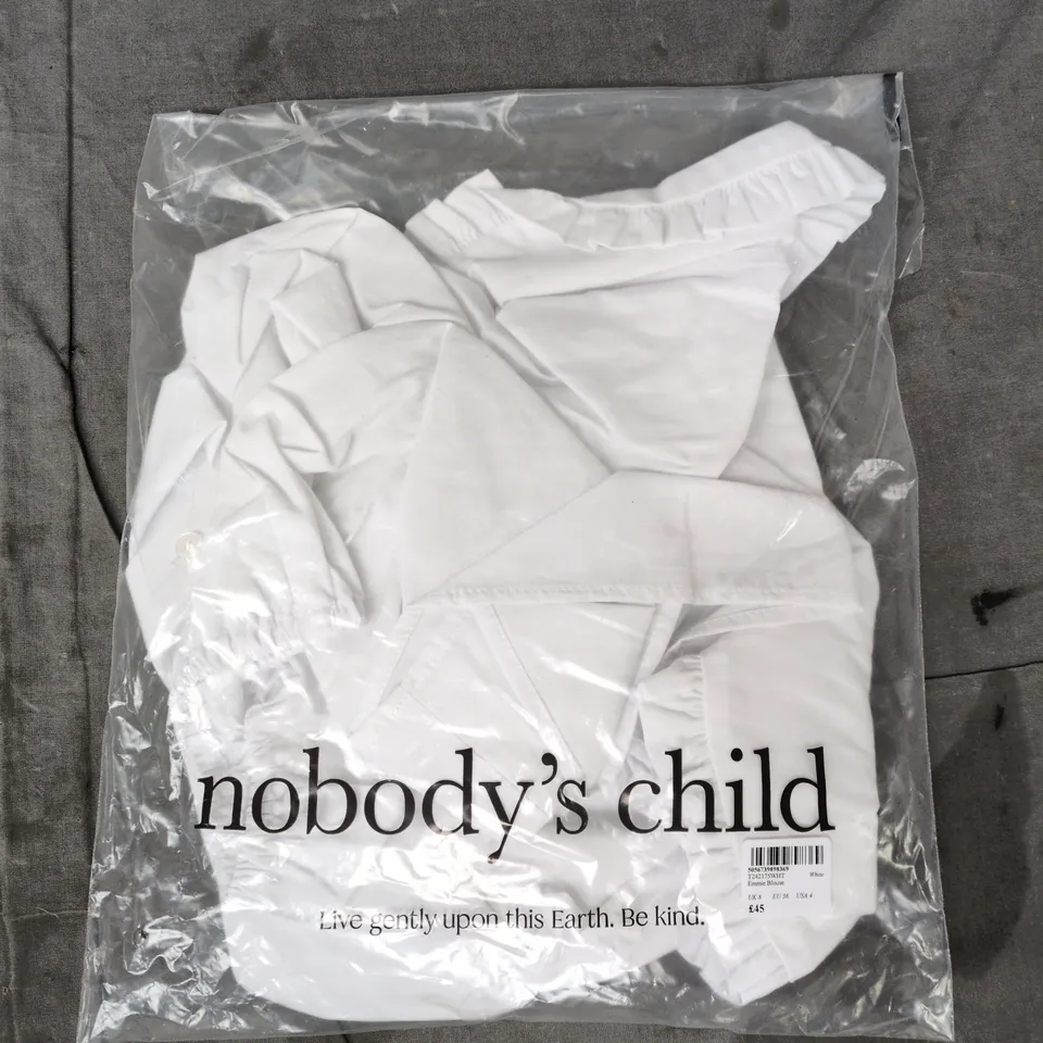 BAGGED NOBODY'S CHILD EMMIE BLOUSE IN WHITE SIZE UK 8