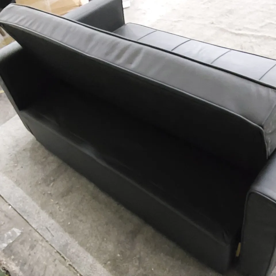 DESIGNER VEGAN LEATHER SOFA BED - BLACK 