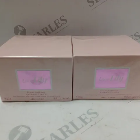 2 SEALED AND BOXED SATIN MOISTURIZING BODY LOTION LILY LOVE ( 2 x 250g)