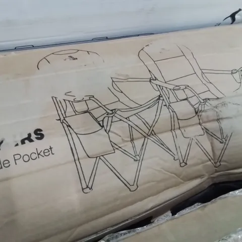 BOXED VOYAGER SET OF 2 PADDED CAMPING CHAIRS BLACK&GREY