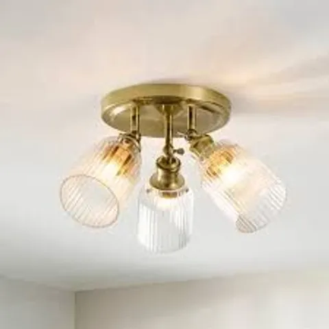 BOXED TOBIAS INDUSTRIAL RIBBED 3 LIGHT ADJUSTABLE SEMI FLUSH SPOTLIGHT
