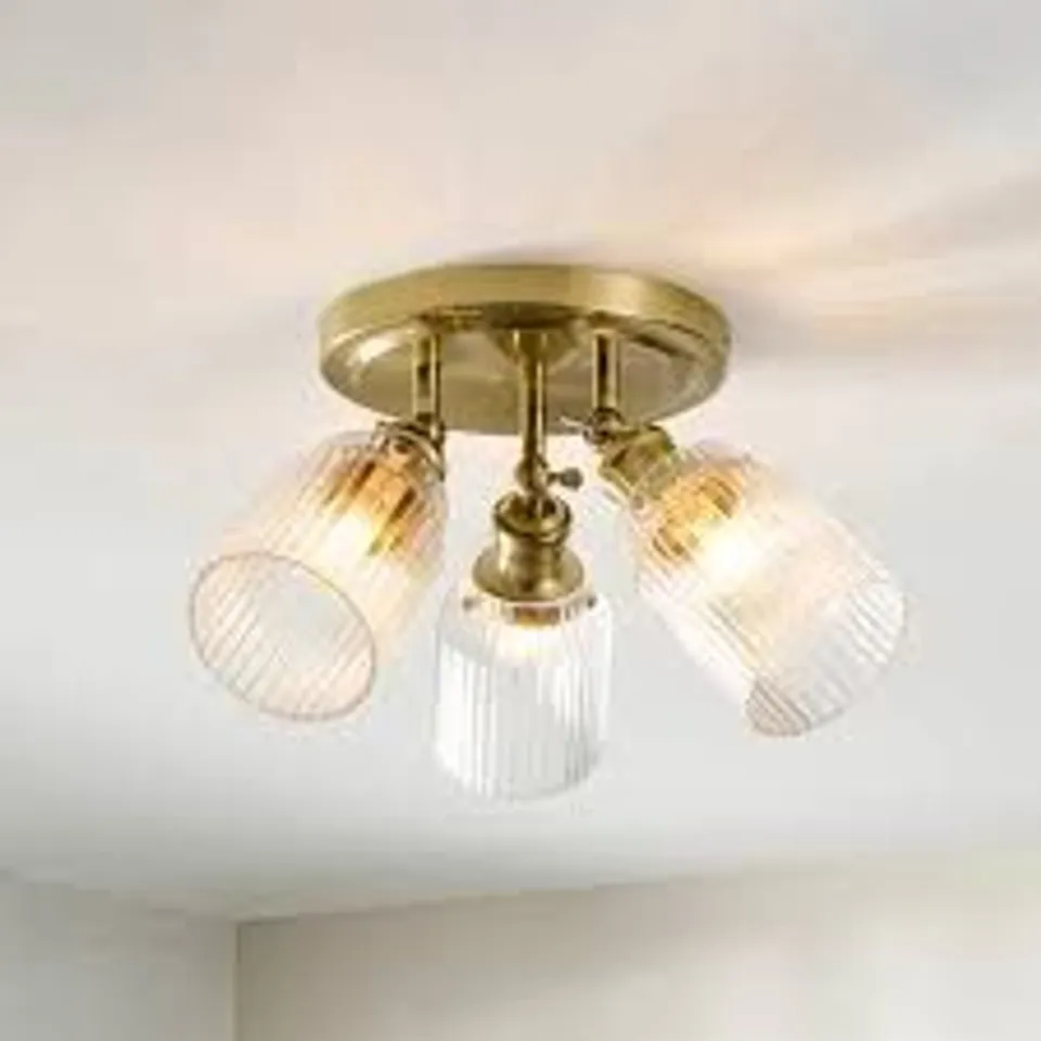 BOXED TOBIAS INDUSTRIAL RIBBED 3 LIGHT ADJUSTABLE SEMI FLUSH SPOTLIGHT
