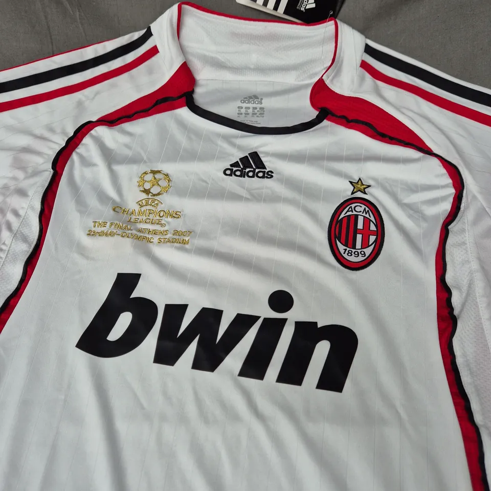 AC MILAN 2007/08 AWAY SHIRT –  ATHENS 2007 CHAMPIONS LEAGUE PATCH - SIZE XL