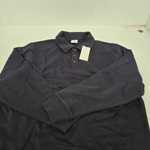 MNG BLACK LONG-SLEEVE POLO SHIRT – REGULAR FIT, UK SIZE LARGE