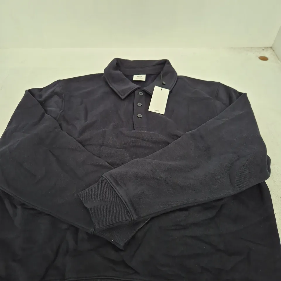 MNG BLACK LONG-SLEEVE POLO SHIRT – REGULAR FIT, UK SIZE LARGE