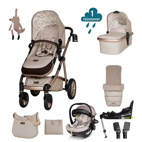 BOXED COSATTO WOW 2 TRAVEL SYSTEM BUNDLE - WHISPER // INCLUDES STROLLER, CARRY COT, CAR SEAT, I-SIZE BASE AND ACCESSORIES (6 PARTS)