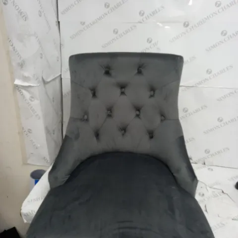 BOXED WARWICK VELVET PAIR OF STANDARD DINING CHAIRS - CHARCOAL/BLACK