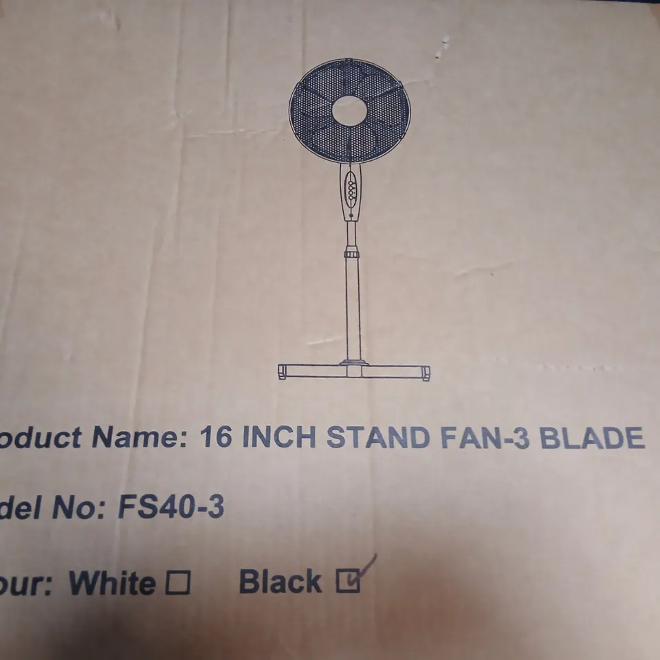 FS40-3 16-INCH STAND FAN, 3-BLADE, BLACK