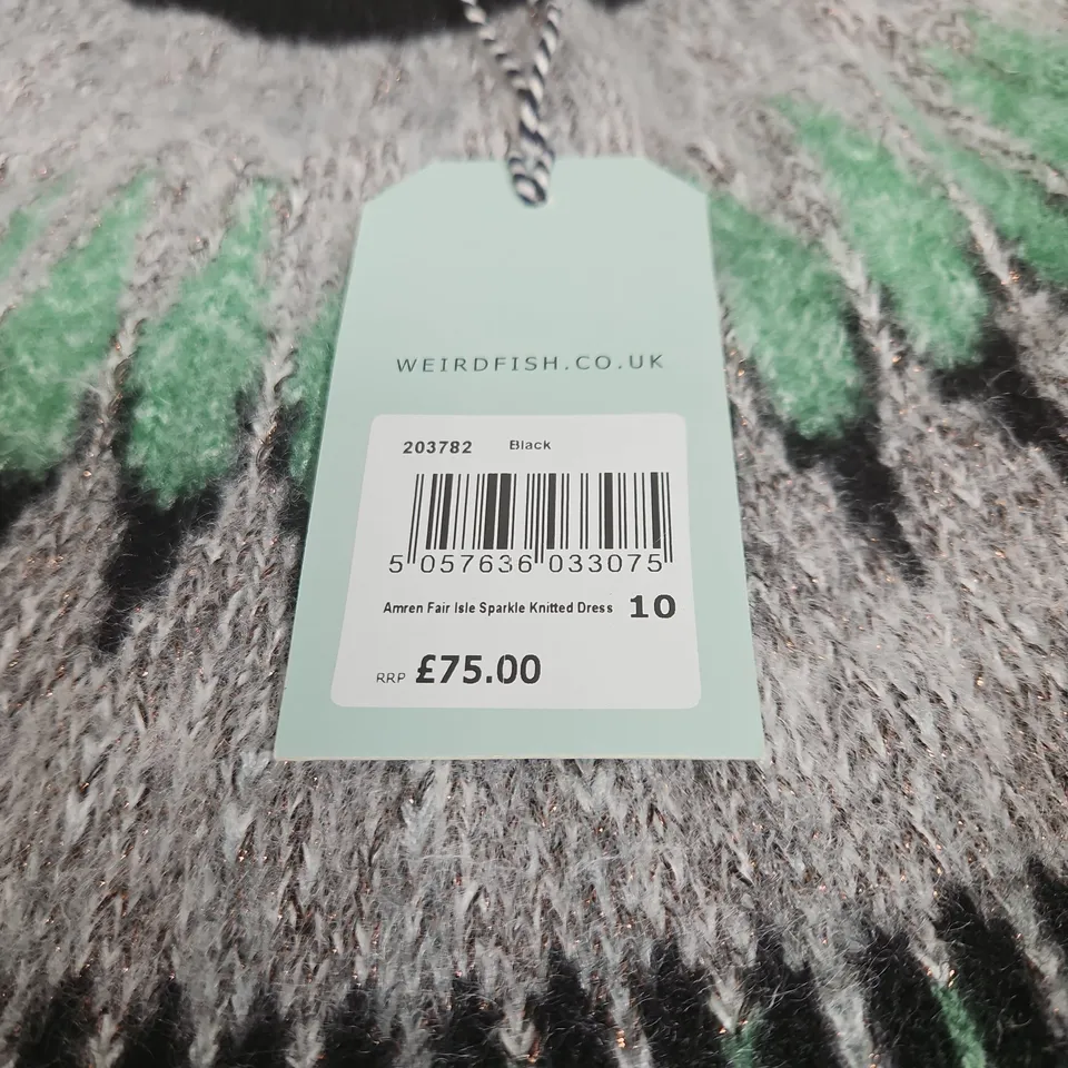 WEIRD FISH AMREN FAIR ISLE SPARKLE KNITTED DRESS SIZE 10 TAGGED