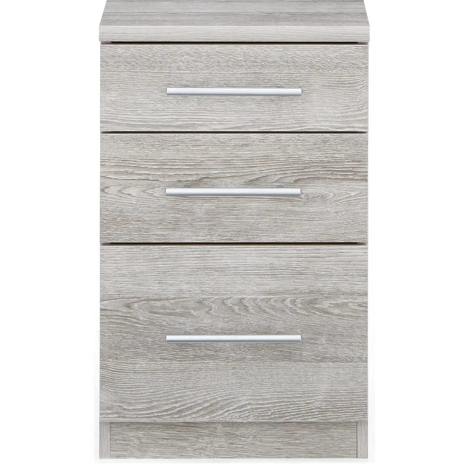 BOXED NEW PRAGUE WHITE 3 DRAWER BEDSIDE CABINET (COLLECTION ONLY) RRP £69