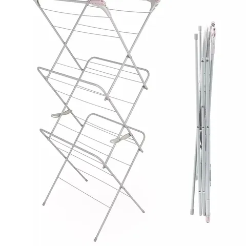 RUSSELL HOBBS 3-TIER CLOTHES AIRER IN PINK - COLLECTION ONLY 