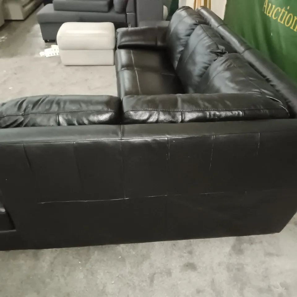 GLOSS BLACK CHAISE CORNER SOFA WITH CHROME DETAILS