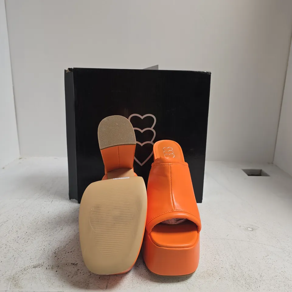 KOI ORANGE PU PLATFORM SANDALS – WOMEN'S HEELS – UK 8 (DBP53)