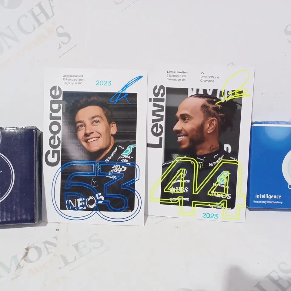 APPROXIMATELY 10 ASSORTED HOUSEHOLD ITEMS TO INCLUDE INTELLIGENCE LED NIGHT LIGHT, SERENITY GARDEN HEART PLAQUE, LEWIS HAMILTON FORMULA ONE CARD, ETC