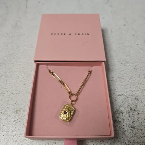 PEARL & CHAIN GOLD-TONE NECKLACE WITH PENDANT