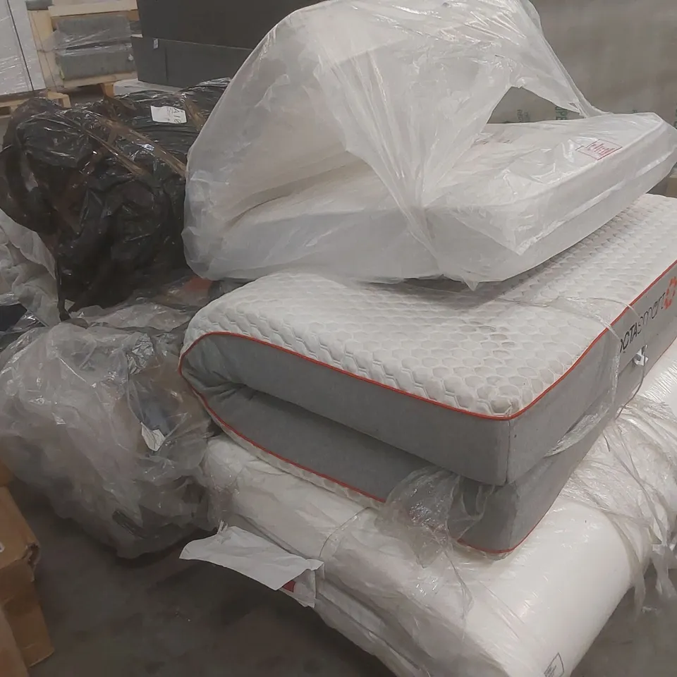 PALLET OF 6 ASSORTED MATTRESSES AND A HEADBOARD