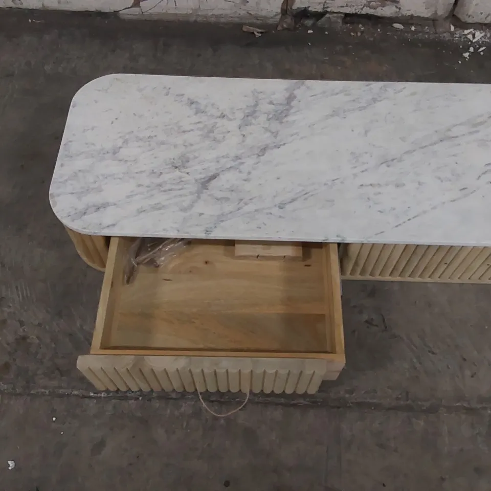 WOOD/MARBLE SIDETABLE TOP - MISSING LEGS