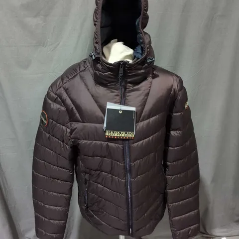 NAPAJIRI ZIP PUFFER COAT IN CHOCOLATE BROWN - SMALL