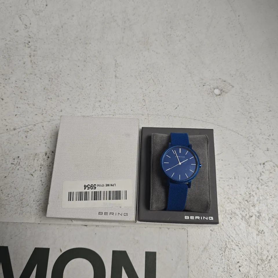 BERING BLUE WATCH WITH SILICONE STRAP – SAPPHIRE CRYSTAL, BOXED